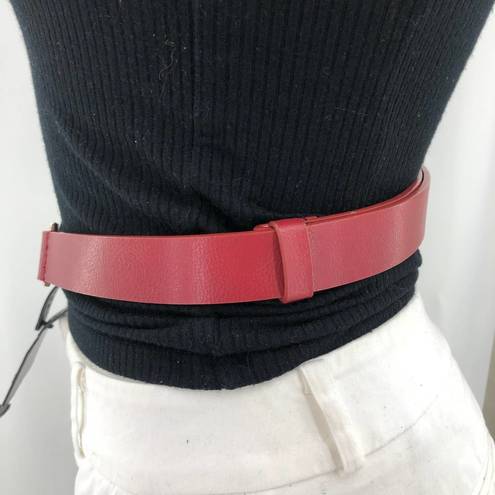 Ellen Tracy  (M/L) Adjustable Red Vegan Leather Diamond Crystal Studded Belt NWT