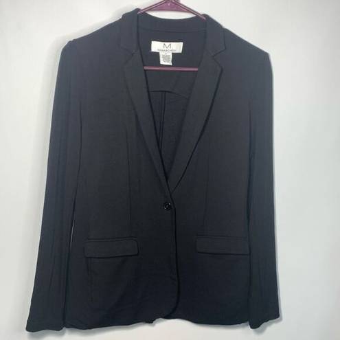 Magaschoni  Women's Solid Button Front Notch Lapel Blazer Black Size Medium