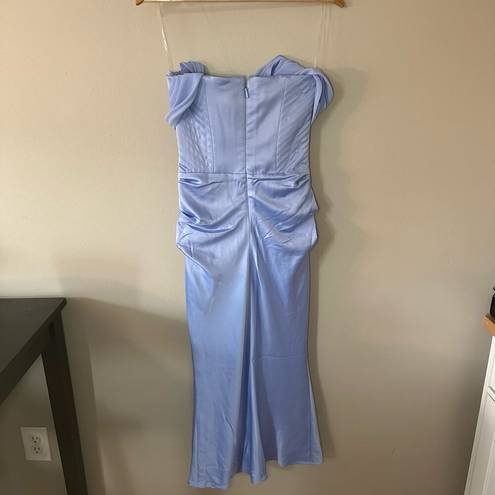 House Of CB  'Natalya' Sky Satin Corset Midi Dress Blue Size S