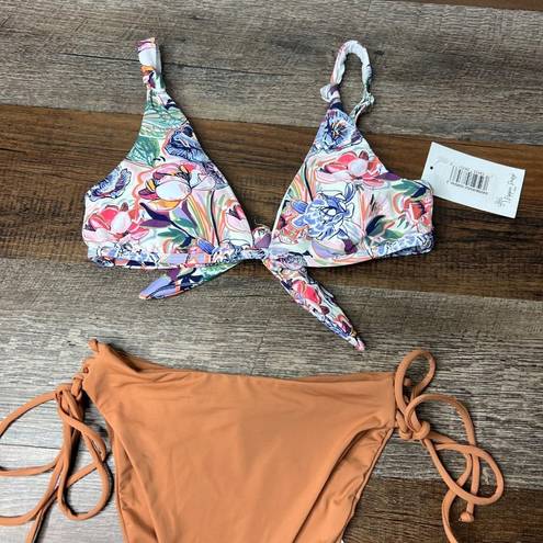 Daisy NWT Dippin 's Bikini Carmel High Waisted Tie Bottoms Floral KnotTop S