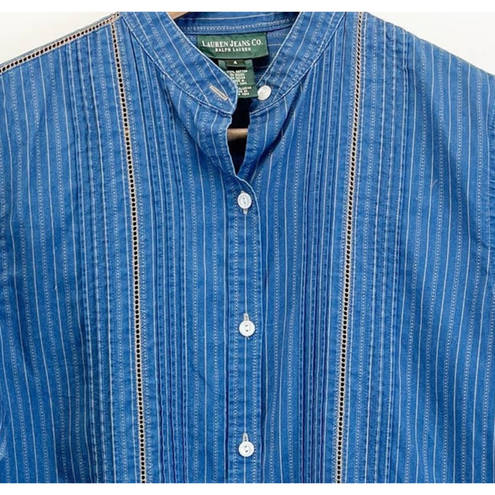 Krass&co VINTAGE Lauren Jeans . Ralph Lauren Womens 4 Denim Shirt Stripe Button Front