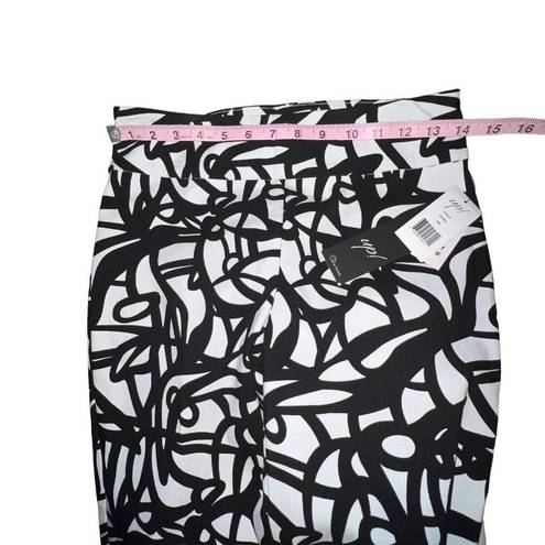 Petal UP! 28 Inch  Black White Slit Pant Scribble Women Size 4 New $128 Rayon