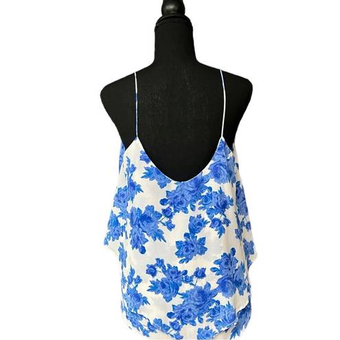 Paper Crane Title:  Blue Floral Layered Tank Top Size Medium