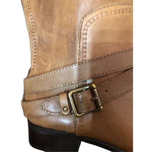 Fossil  Zena back zipper caramel riding boots NWOB