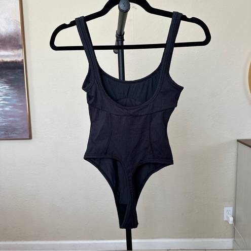 For Love & Lemons NWOT  black ribbed bodysuit thong size XS