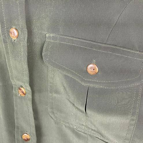 Kathie Lee Collection Vintage  Womens Button Blouse Olive Collared Vest Size M