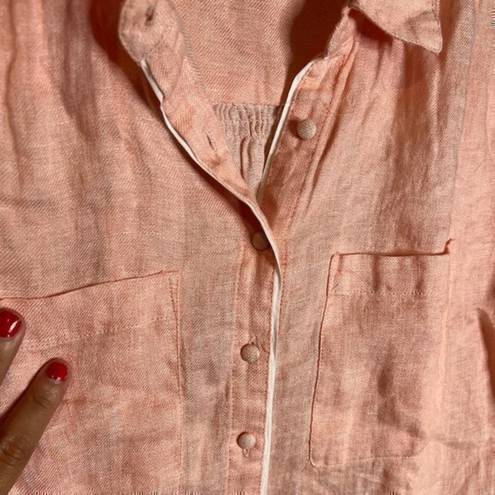 Joie  peach linen button down top