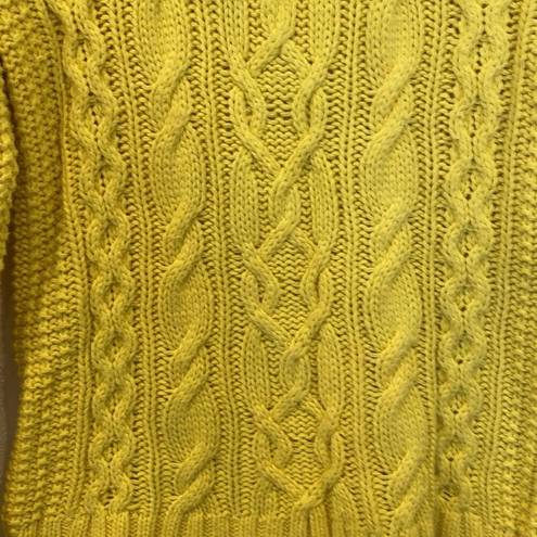 Krass&co LRL Lauren Jeans . Bright Yellow Chunky Cable Knit Turtleneck Sweater Sz Sm