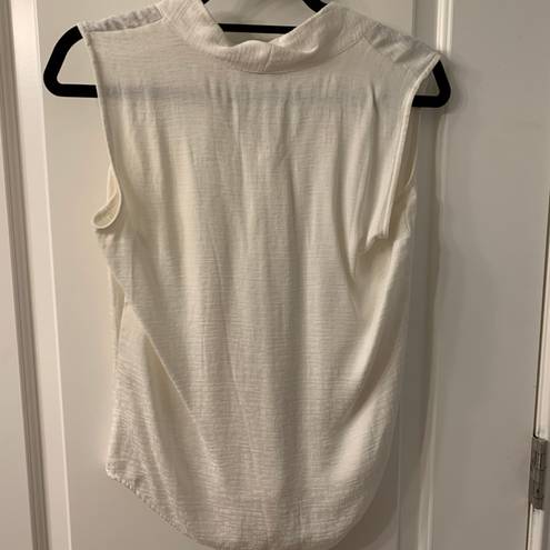 Calvin Klein Sleeveless Tie Front Blouse Cream