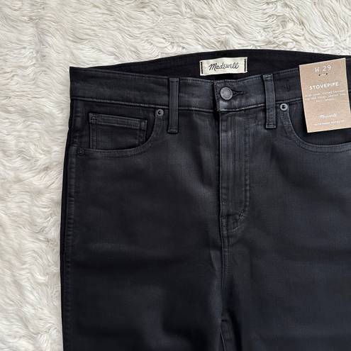 Madewell Jeans Stovepipe in True Black Wash: Coated Edition 29 NWT New