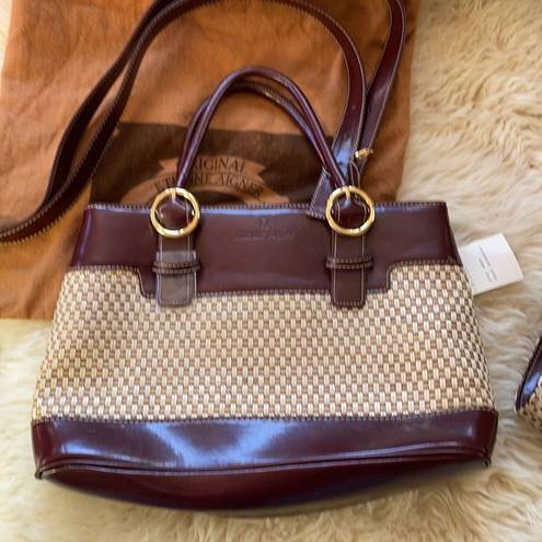 Etienne Aigner Deadstock vintage  wicker straw collection multi-way leather