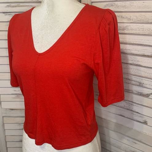 Hiatus  V-Neck Short Sleeve Crop Top Red NWT L