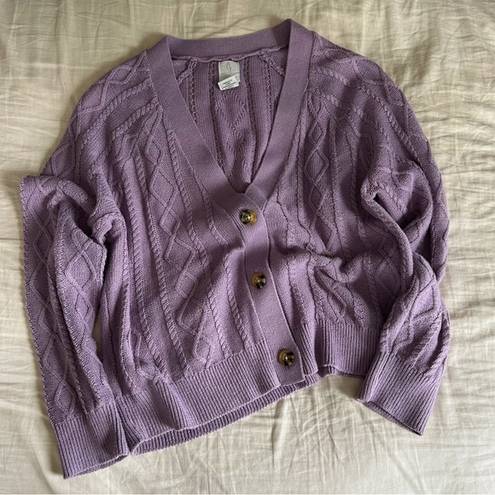 Joie  Lavender Chunky Soft Cable Knit Cardigan