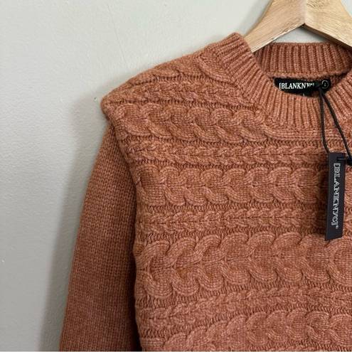 BLANK NYC NWT  Horizontal Cable Crewneck Sweater in Cry Me a River/Rust Size Large