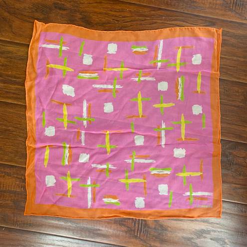 Liz Claiborne Vintage 80s  Silk Chiffon Neon Abstract Scarf