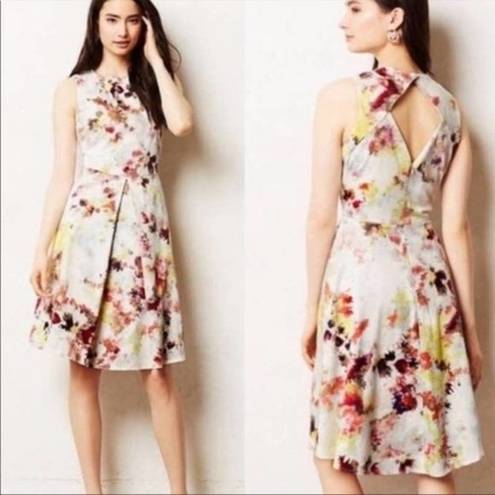 Hunter Bell  New York Kukka Tea A-line Dress Floral Keyhole Back Size 4