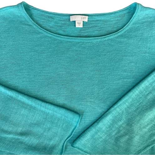 J.Jill  Linen Blend Sweater Pullover 3/4 Sleeve Turquoise Sz Small