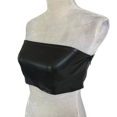 Good American  Better Than Leather Bandeau Top Black 3 Large