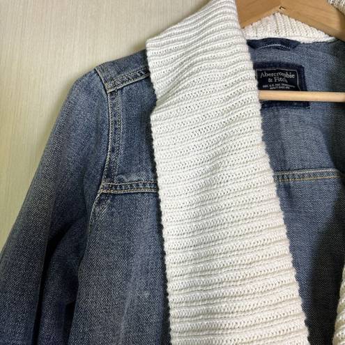 Abercrombie & Fitch  Women’s Sz S Shawl Sweater Lined Denim Jacket Button Jacket