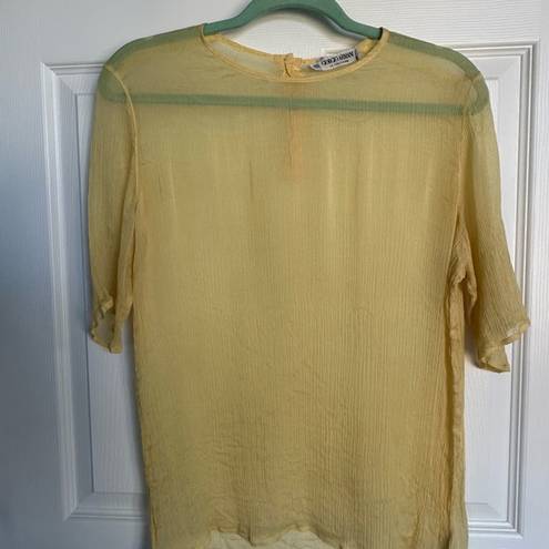 Giorgio Armani Vintage  unicorn top! Beautiful yellow, sheer, silk blend, flaws