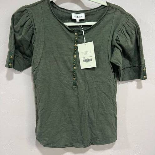 Bohme NWTs  Olive Green Button Tee