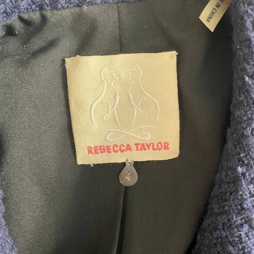 Rebecca Taylor  Tweed Motorcycle Zip Vest Navy Blue