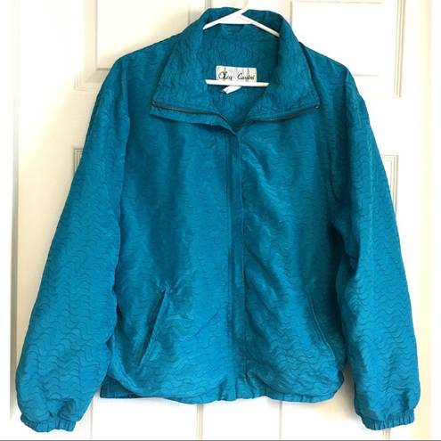 Oleg Cassini Vintage 90s  Jacket Turquoise Zip Up M