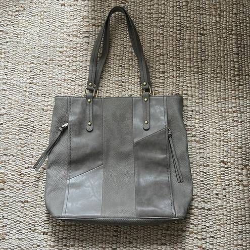 Relic leather patch grey shoulder bag