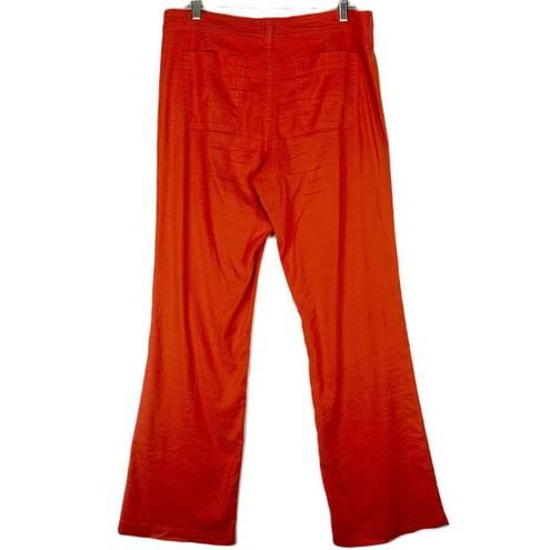 NYDJ Wylie Five Pocket Linen Trousers Size 10 Orange Wide Leg