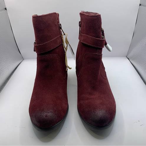 Earth Origins NWOB  Tori Burgundy Cow Suede Water Repellent  Zipper Booties 6.5M