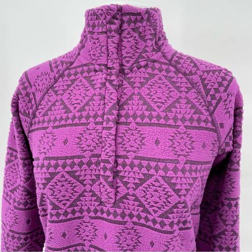 Eastern Mountain Sports EMS  Bright Purple Pullover Fleece Jacket Top Snap Neck S