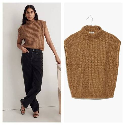 Madewell NEW  Stimpson Sweater Vest Chunky Wool Blend Mock Neck Brown Women's S