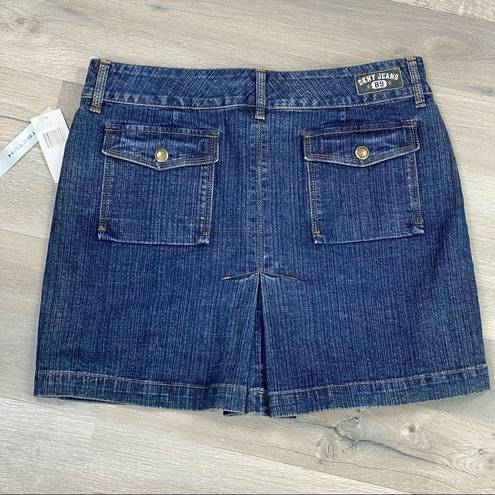 DKNY  Jeans Pleated Stretch Denim Mini Skirt 8 Blue NWT