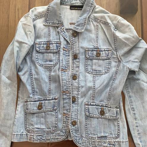 DKNY Vintage  Denim Jacket Small Y2K Button Up Stonewash Blue Trucker Womens