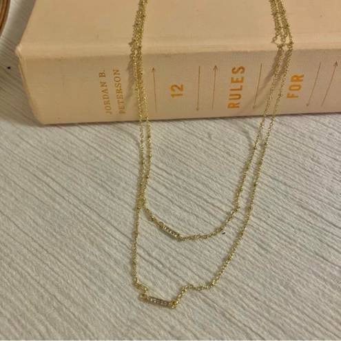 American Vintage Gold Bar “Leontine” Minimalist Gold Tone Chain Necklace Simple Classy Elegant Style