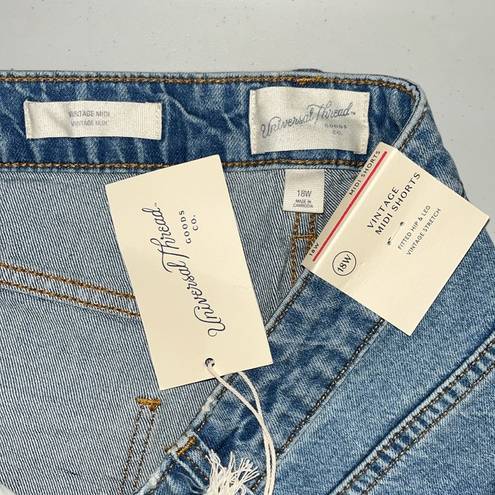 Universal Threads Universal Thread NWT Sz 18W Blue Denim Vintage Stretch Raw Hem Midi Jean Shorts