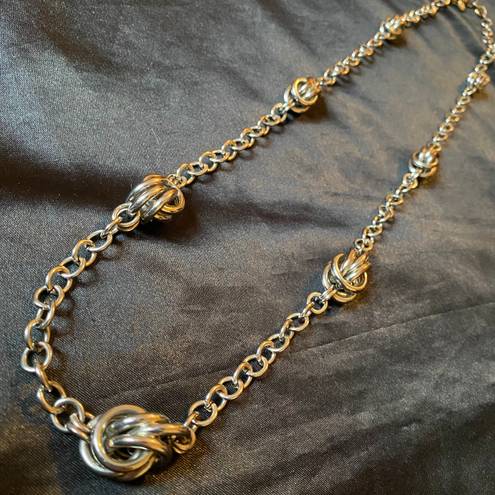 The Loft Vintage Silver Metal Knot Oval Cable Chain 35” Necklace