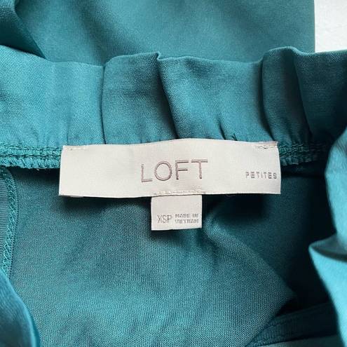 The Loft  Teal Ruffle High Neck Tie Back Tank Top