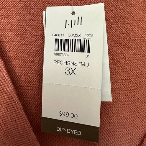 J.Jill  Dip Dyed Peach Sunset Cardigan Size 3X V Neck Button Ombré NWT