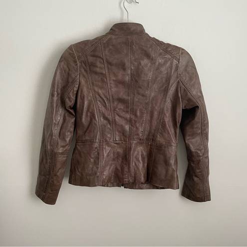 Bernardo  Brown Genuine Leather Moto Jacket PS