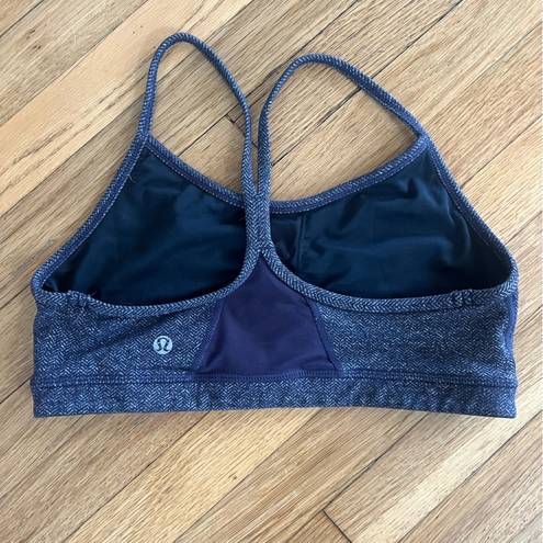 Lululemon  Flow Y Nulu Women’s Size 6 Purple Black Herringbone Bra EUC