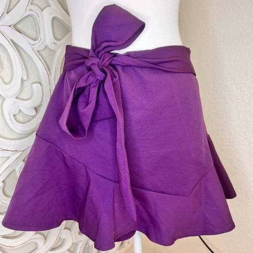 ZARA NWT  Purple High Waisted Bow Tie‎ Skort Size M