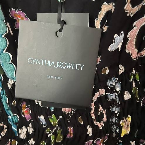 Cynthia Rowley 
HOLLY SMOCKED WAIST RUFFLE DRESS
- BLACK FLORAL, New With Tags