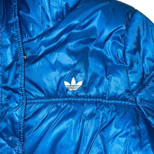 Adidas Originals Womens Puffer Jacket Winter Coat Full Zip High Collar Blue XL