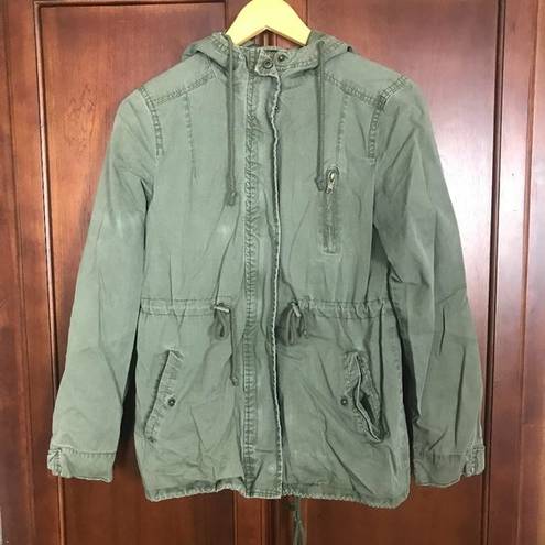 Ambiance Outerwear Green Military Utility Hooded Jacket