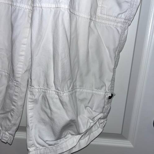 Faded Glory  White Capri Cargo Pants With Elastic Waist Band