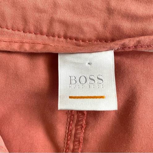 Hugo Boss  Utility Pocket Paperbag High Waist Belted Mini Skirt Size S Peach