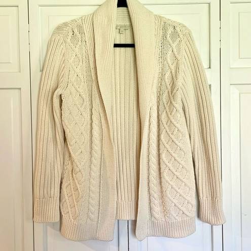 Talbots  cream cableknit shawl neck cardigan size mp