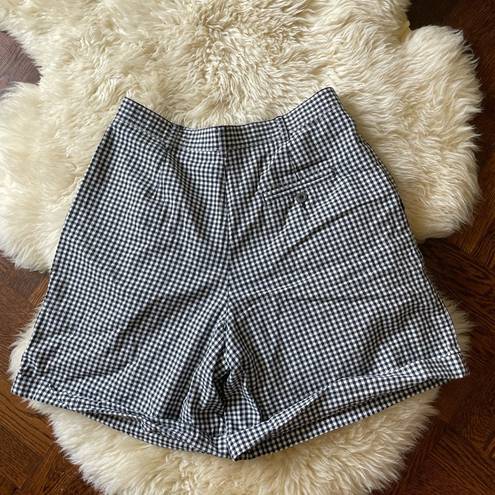 Bermuda Vintage gingham black and white  shorts high rise pleated