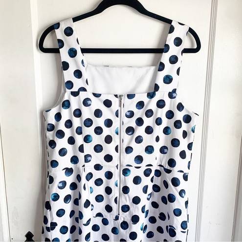 Talbots  Watercolor Polka Dots Square Neck Sheath Dress Blue White NWT 12